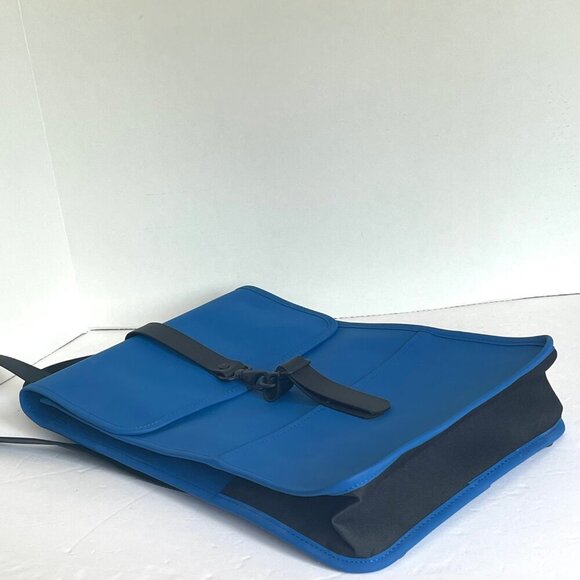 RAINS Small Backpack Blue Laptop Sleeve Commuter Vegan Flap Water Repellant - Picture 9 of 12